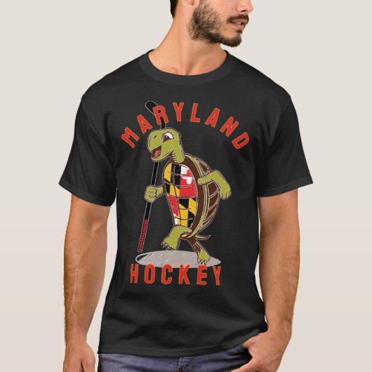 Maryland State Vlag Schildpad Hockey Baltimore Spo T-shirt (Voorkant)