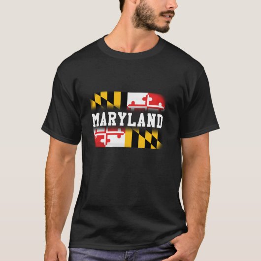 Maryland State Vlag T-shirt met lange mouwen (Voorkant)