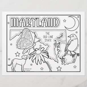 Maryland State Vorm en feiten Kleurplaat Flyer