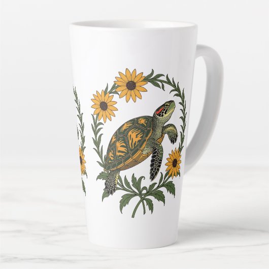 Maryland Terrapin And Black Eyed Susan Flowers Latte Mok (Rechterhoek)