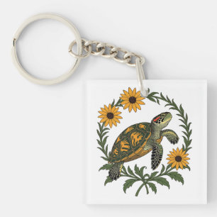 Maryland Terrapin En Black Eyed Susan Bloemen Sleutelhanger