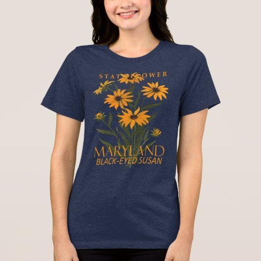 Maryland Territory Flower De Zwarte Oog Susan Tri-Blend Shirt (Voorkant)