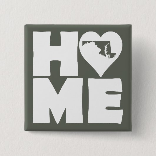 Maryland Thuis Hart Staat Knop Speld Vierkante Button 5,1 Cm (Voorkant)