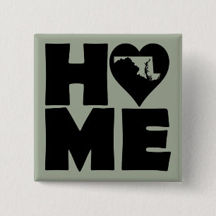 Maryland Thuis Hart Staat Knop Speld Vierkante Button 5,1 Cm