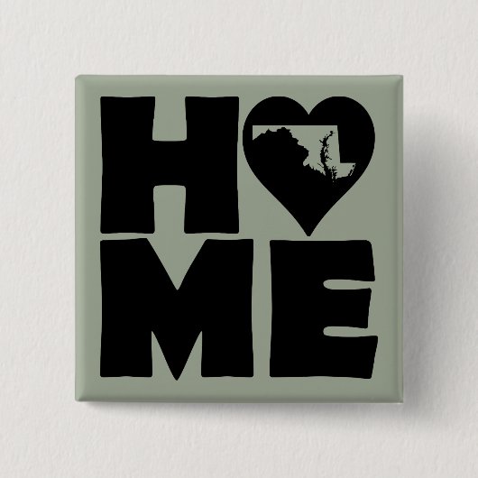 Maryland Thuis Hart Staat Knop Speld Vierkante Button 5,1 Cm (Voorkant)