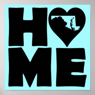 Maryland Thuis Hart Staat Poster Bord
