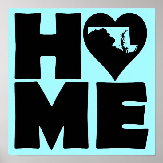 Maryland Thuis Hart Staat Poster Bord (Voorkant)