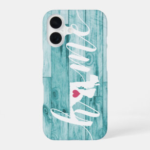 Maryland Thuisstaat Turquoise Hout Look iPhone 16 Hoesje