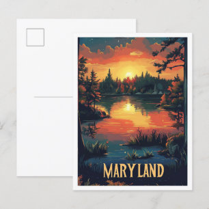 Maryland USA Art  Illustratie Reizen Briefkaart