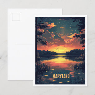 Maryland USA Kunst Vintage Illustratie Reizen Briefkaart