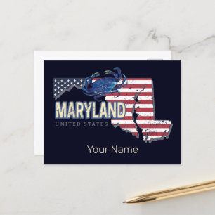 Maryland Verenigde Staten Retro State Kaart Veren
