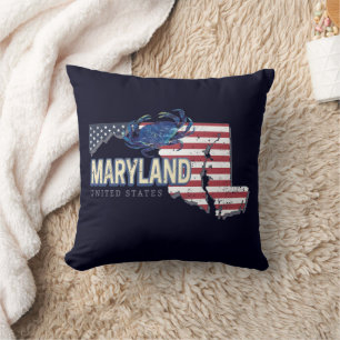 Maryland Verenigde Staten Retro State Kaart  Veren Kussen