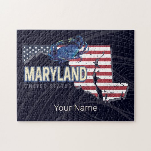 Maryland Verenigde Staten Retro State Kaart Veren Legpuzzel (Horizontaal)