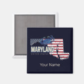 Maryland Verenigde Staten Retro State Kaart  Veren Magneet (Voorkant / Achterkant)