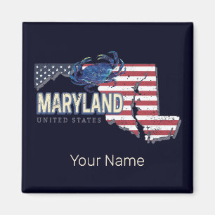Maryland Verenigde Staten Retro State Kaart  Veren Magneet