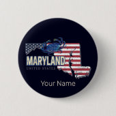 Maryland Verenigde Staten Retro State Kaart  Veren Ronde Button 5,7 Cm (Voorkant)
