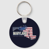 Maryland Verenigde Staten Retro State Kaart  Veren Sleutelhanger (Voorkant)