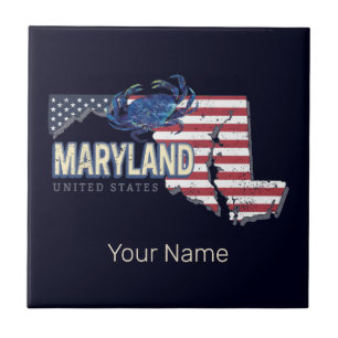 Maryland Verenigde Staten Retro State Kaart  Veren Tegeltje