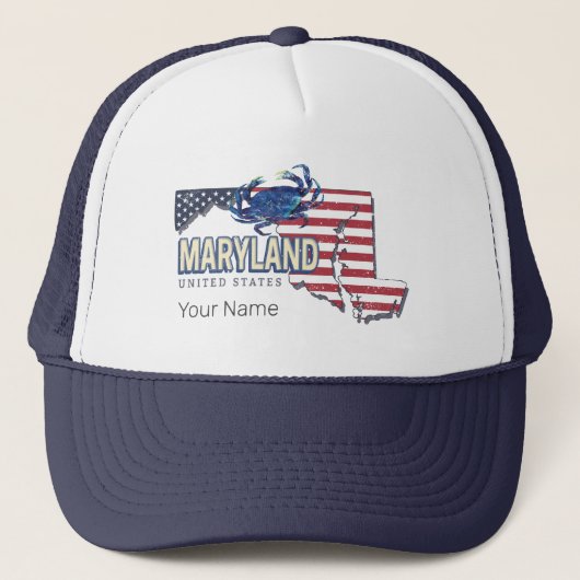 Maryland Verenigde Staten Retro State Kaart Veren Trucker Pet (Voorkant)