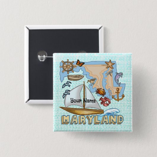 Maryland Vierkante Button 5,1 Cm (Voorkant /achterkant)