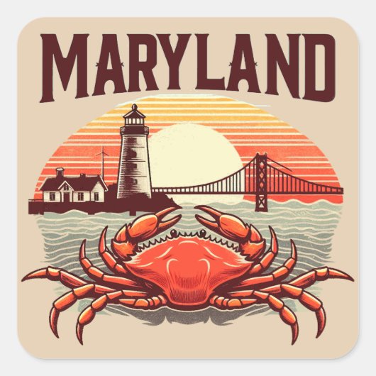 Maryland Vierkante Sticker (Voorkant)