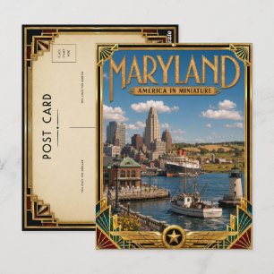 Maryland Vintage Art Deco Gouden Tijdperk Briefkaart