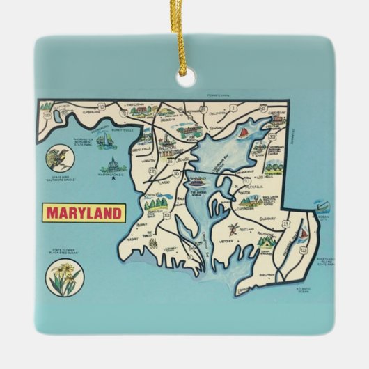 Maryland Vintage Kaart Keramisch Ornament (Voorkant)