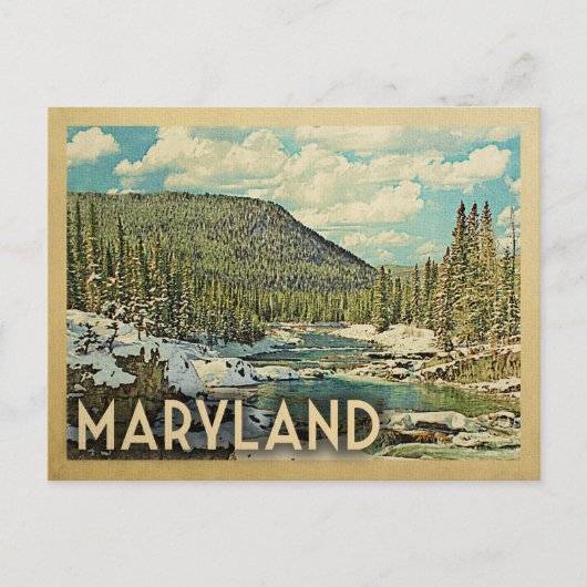 Maryland Vintage Travel Snowy Winter Natuur Briefkaart (Voorkant)