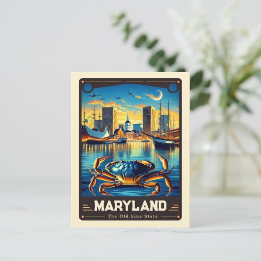 Maryland | Vintage van patriottische spirit Briefkaart (Staand voorkant)
