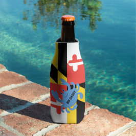 Maryland vlag blauwe krab gepersonaliseerd flesjeskoeler