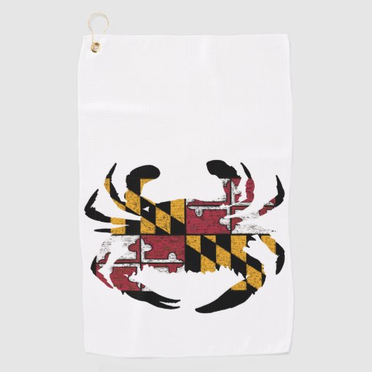 Maryland Vlag Blauwe Krab Golf Handdoek (Voorkant)