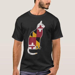 Maryland Vlag Calico Kat  Verdrietig Vervagen T-shirt