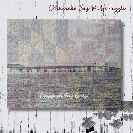 Maryland Vlag en Chesapeake Bay Bridge Puzzel Legpuzzel