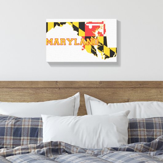Maryland: vlag en kaart canvas afdruk (Insitu (Slaapkamer))