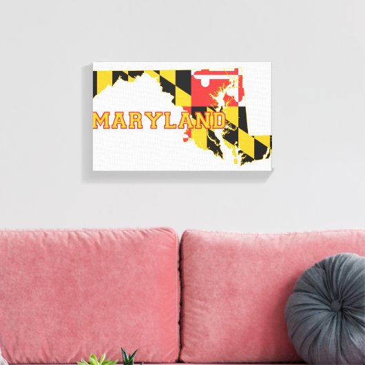 Maryland: vlag en kaart canvas afdruk (Insitu (Woonkamer))