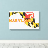 Maryland: vlag en kaart canvas afdruk (Insitu (Houten vloer))
