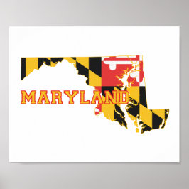 Maryland: vlag en kaart poster