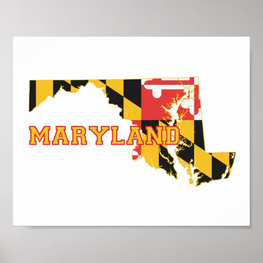 Maryland: vlag en kaart poster (Voorkant)