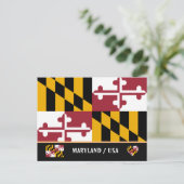Maryland Vlag & Maryland Staat USA /Amerika Briefkaart (Staand voorkant)