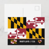 Maryland Vlag & Maryland Staat USA /Amerika Briefkaart (Voorkant / Achterkant)