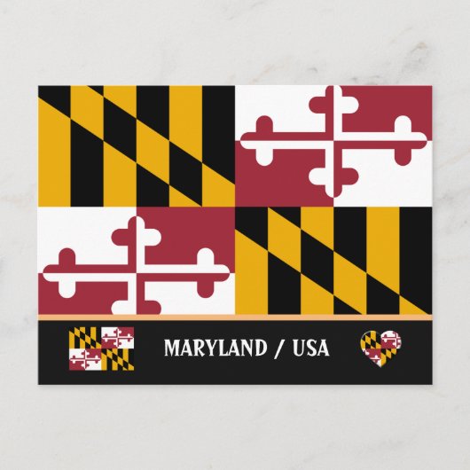 Maryland Vlag & Maryland Staat USA /Amerika Briefkaart (Voorkant)