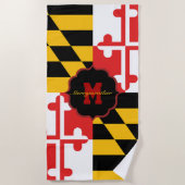 Maryland Vlag Monogram Gepersonaliseerde Strandlak Strandlaken (Voorkant)