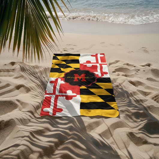 Maryland Vlag Monogram Gepersonaliseerde Strandlak Strandlaken