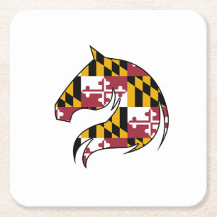 Maryland Vlag Paardenhoofd Papier Speeltjes Kartonnen Onderzetters
