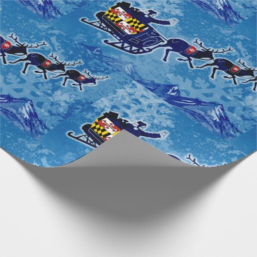 Maryland vlag Santa sleigh kerstrestantpapier Cadeaupapier (Hoek)