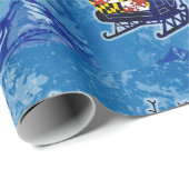 Maryland vlag Santa sleigh kerstrestantpapier Cadeaupapier (Rol Hoek)