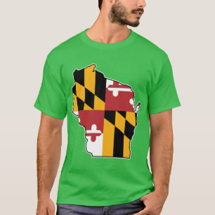 Maryland Vlag Wisconsin Kaart T-shirt
