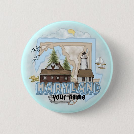 Maryland Vuurtoren pin knop Ronde Button 5,7 Cm (Voorkant)