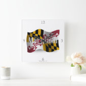 Maryland Waving Flag Vierkante Klok (Huis)