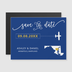 Maryland Wedding Save the Date Kaart, Map Magnetische Uitnodiging